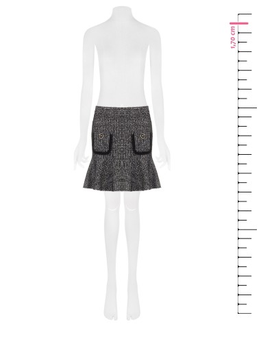 Tweed minirok met volantzoom en gerafelde zakken Rinascimento