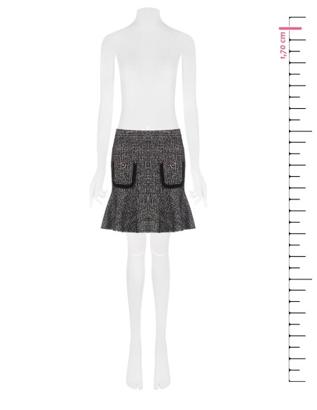 Tweed minirok met volantzoom en gerafelde zakken Rinascimento