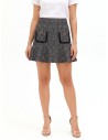 Tweed minirok met volantzoom en gerafelde zakken Rinascimento