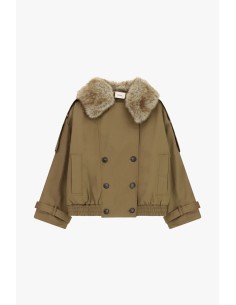 Korte double-breasted parka met bontkraag Dixie 2