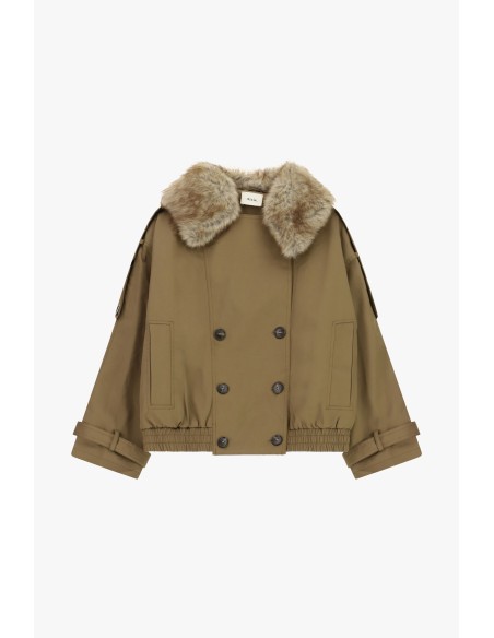 Korte double-breasted parka met bontkraag Dixie