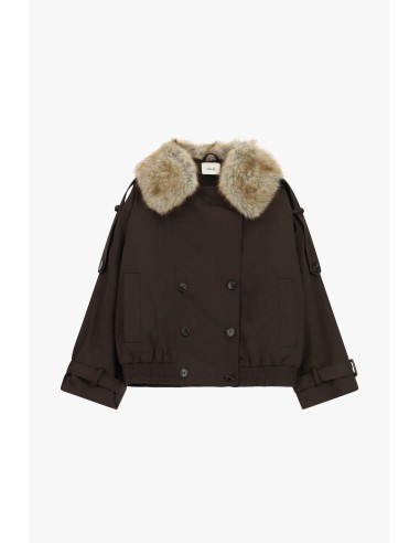 Korte double-breasted parka met bontkraag Dixie