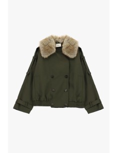 Korte double-breasted parka met bontkraag Dixie