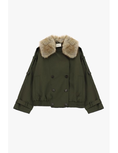 Korte double-breasted parka met bontkraag Dixie
