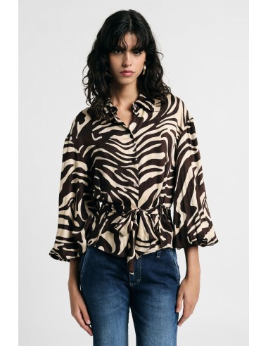 Blouse met dierenprint en tailleceintuur, alstublieft