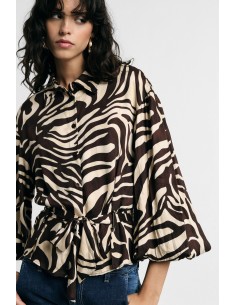 Blouse met dierenprint en tailleceintuur, alstublieft