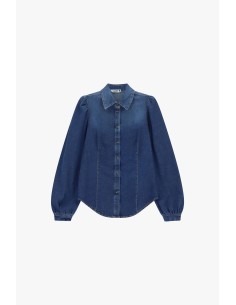Denimblouse met wijde mouwen en knopen aan de voorkant Alstublieft 2