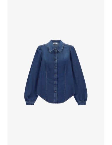 Denimblouse met wijde mouwen en knopen aan de voorkant Alstublieft