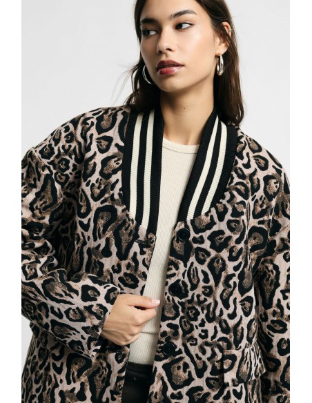 Blazer met dierenprint en geribde kraag alstublieft