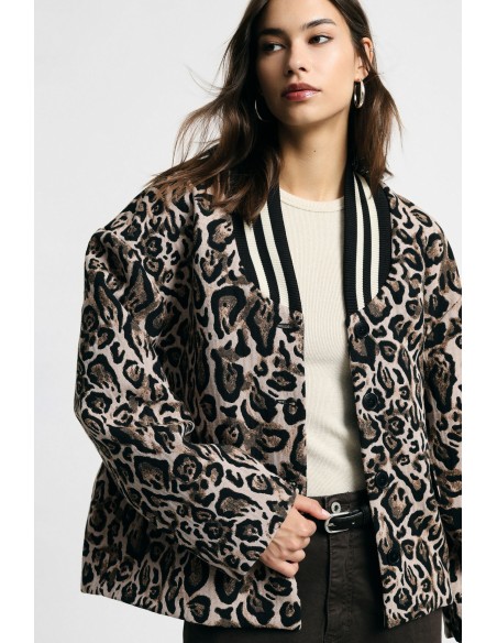 Blazer met dierenprint en geribde kraag alstublieft