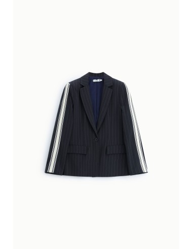 Gestreepte blazer met contrasterende mouwen en knoopsluiting Please