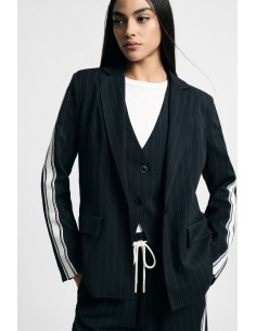Gestreepte blazer met contrasterende mouwen en knoopsluiting Please