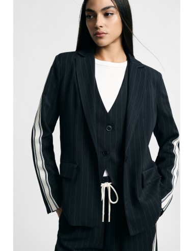 Gestreepte blazer met contrasterende mouwen en knoopsluiting Please