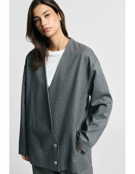 Oversized gestreepte blazer met dubbele rij knopen Please