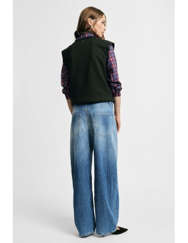 Jeans met wijde pijpen en hoge taille in een vintage wassing Alstublieft