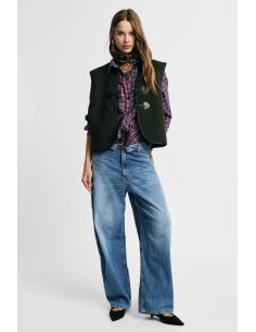 Jeans met wijde pijpen en hoge taille in een vintage wassing Alstublieft
