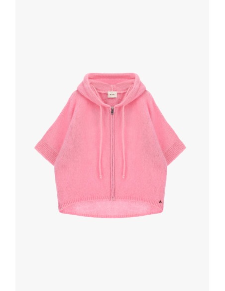 Dixie hoodie met rits en korte mouwen