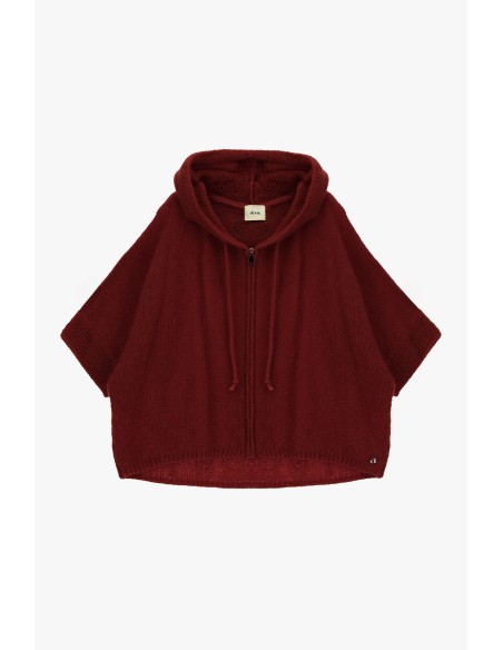 Dixie hoodie met rits en korte mouwen