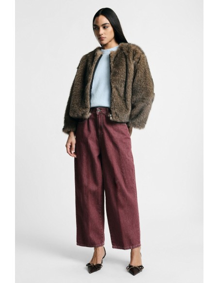 Please jeans met wijde pijpen, cropped fit en vijf zakken