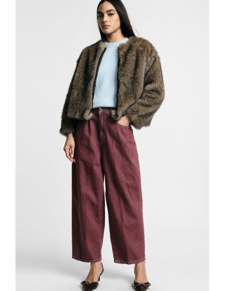 Please jeans met wijde pijpen, cropped fit en vijf zakken