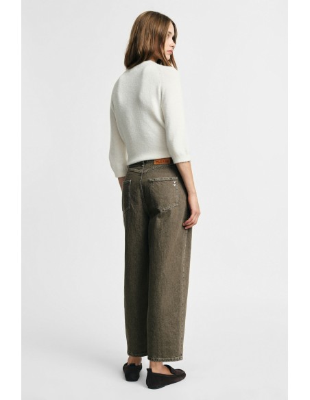 Please jeans met wijde pijpen, cropped fit en vijf zakken
