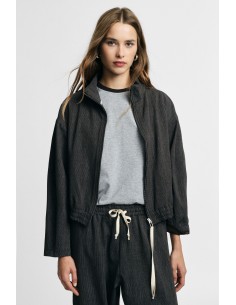 Korte hoodie met rits en elastische onderboord aub