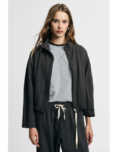 Korte hoodie met rits en elastische onderboord aub