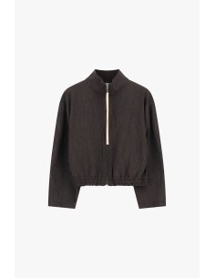 Korte hoodie met rits en elastische onderboord aub 2