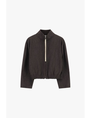 Korte hoodie met rits en elastische onderboord aub