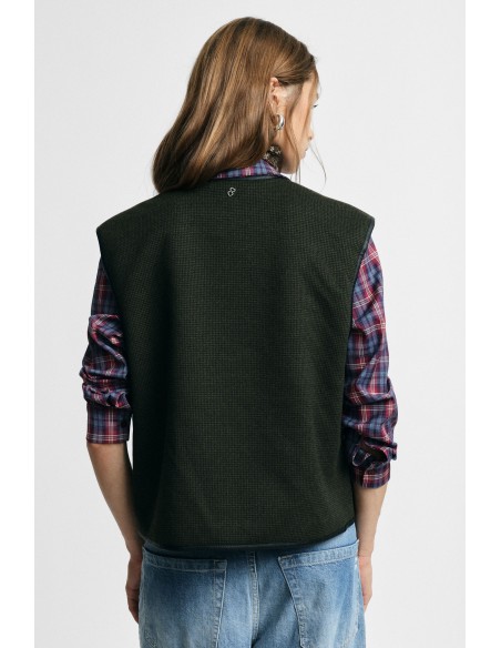 Vest met houtje-touwtjesluiting en contrasterende rand, alstublieft