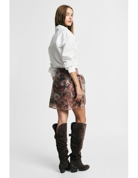 Korte rok met bloemenprint in aquareleffect, alstublieft
