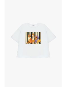 T-shirt met ronde hals en illustratieprint aan de voorkant Please 2