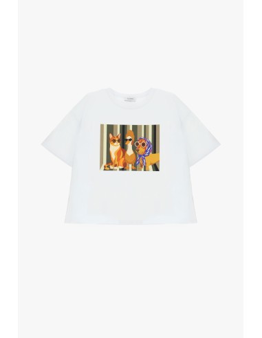 T-shirt met ronde hals en illustratieprint aan de voorkant Please