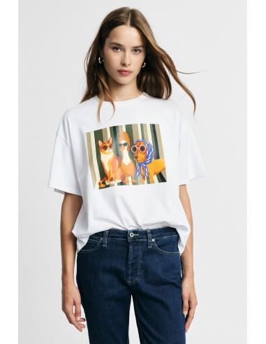 T-shirt met ronde hals en illustratieprint aan de voorkant Please
