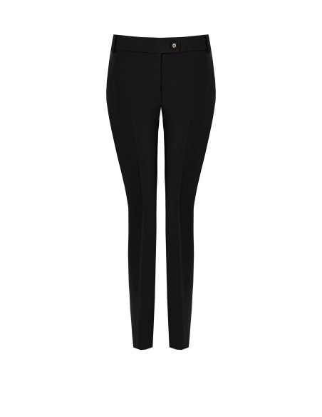 Rechte broek van technische stof met knoop met Rinascimento-logo