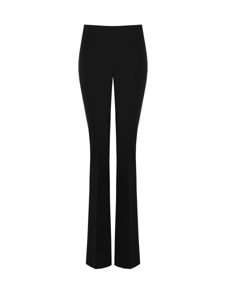 Rinascimento broek met wijde pijpen van technische stof en een tailleband