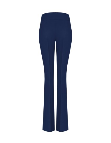 Rinascimento broek met wijde pijpen van technische stof en een tailleband