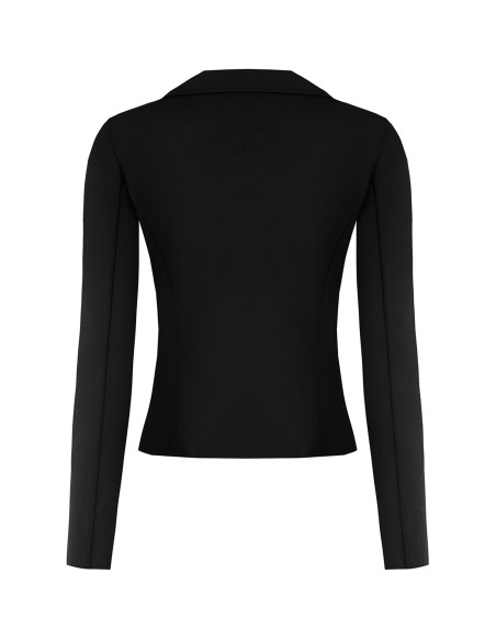 Getailleerde korte blazer met dubbele rij knopen van scuba-crêpe met bijpassende knopen van Rinascimento