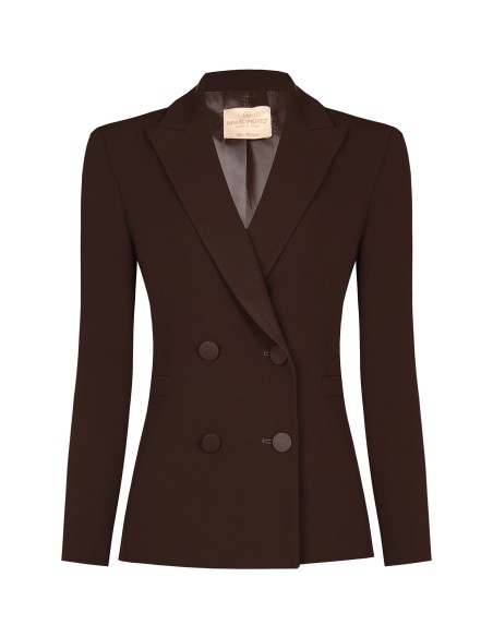 Getailleerde blazer van cadistof met ton-sur-ton metalen knopen – Rinascimento