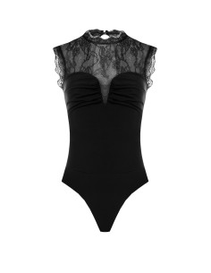 Aansluitend bodysuit van jersey met inzetstuk van Chantilly-kant 2
