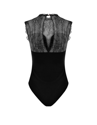 Aansluitend bodysuit van jersey met inzetstuk van Chantilly-kant