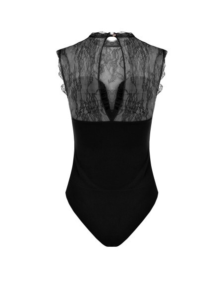 Aansluitend bodysuit van jersey met inzetstuk van Chantilly-kant