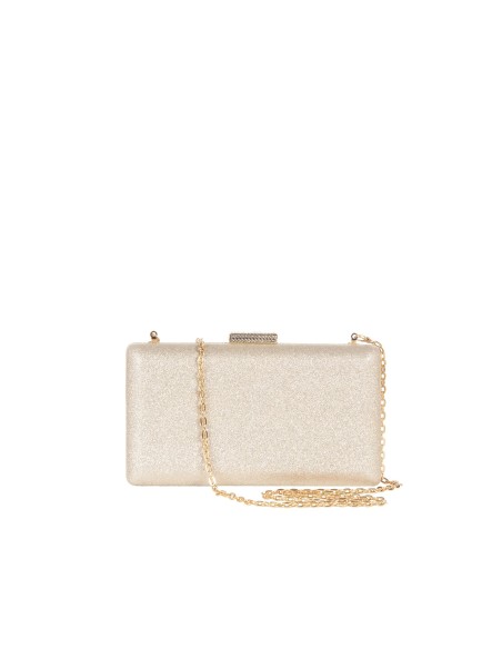 Harde glitterclutch met glittersluiting en kettingschouderband Rinascimento