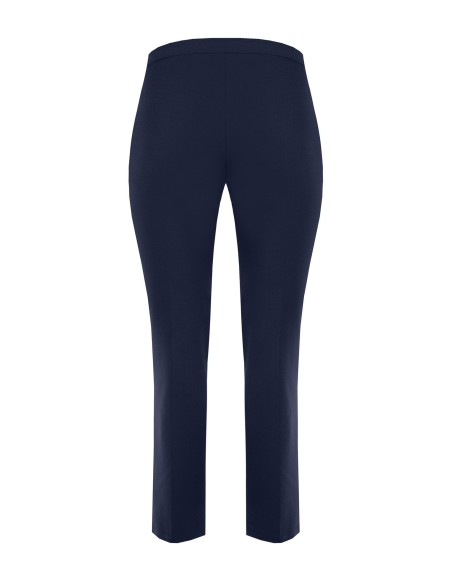 Rechte curvybroek van scuba-crêpe met sierdetail van kettingen en parel – Rinascimento Curvy