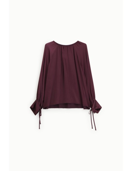 Ruime blouse met lange mouwen en striklinten Dixie