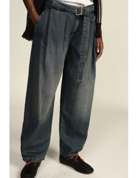 Paperbag-jeans met hoge taille en bijpassende riem van Dixie