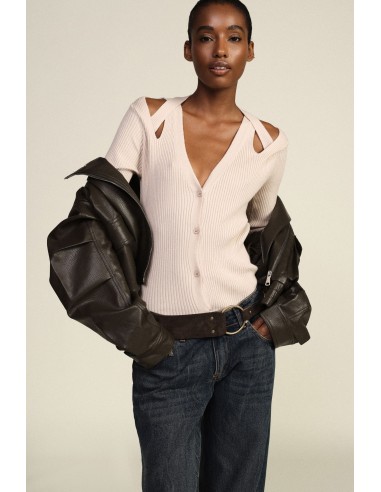 Kort geribbeld vest met overslaghals Dixie