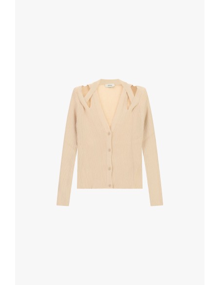Kort geribbeld vest met overslaghals Dixie