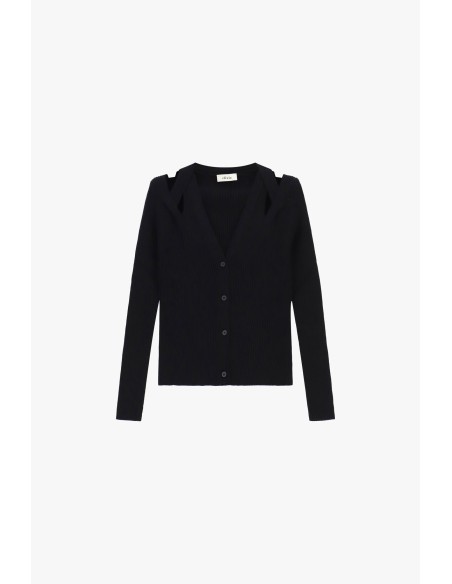 Kort geribbeld vest met overslaghals Dixie
