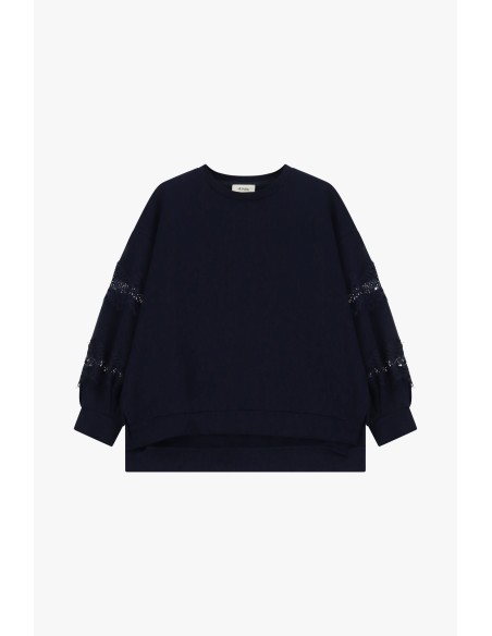 Ruime sweater met kanten inzetstukken op de mouwen Dixie